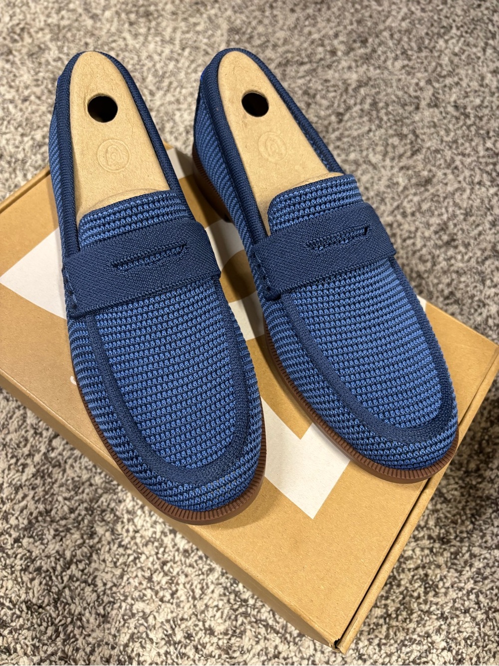Rothy's The Penny Loafer - Blue Raffia-Knit Size 8